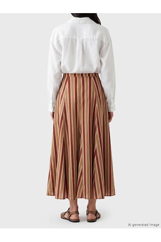 Lc Waikiki Kahverengi Regular Fit Çizgili A Kesim Etek