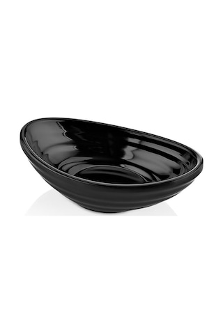 6 Adet Melamin Oval Sosluk Ve Reçel Tabağı 75 Ml Siyah Minimalist Makinede Yıkanabilir