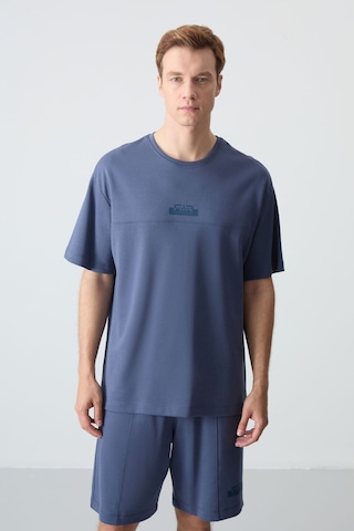 Tommy Life Petrol Pamuklu Kalın Yumuşak Dokulu Oversize Fit Basic Erkek Şort Takım - 85259