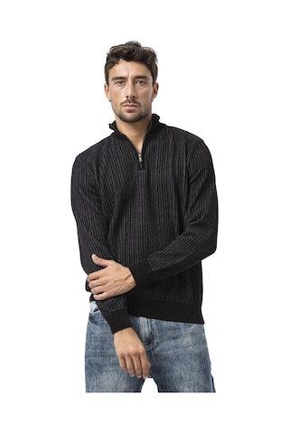 Cp286 Erkek Fermuarlı Triko Kazak Siyah