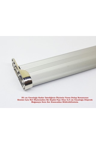 Gardırop Elbise Askı Borusu Alüminyum Dolap Borusu Oval 1 Adet 50 Cm Ve 2 Adet Boru Başlığı Dolap İç