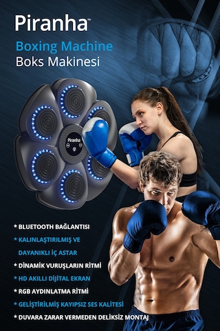 T 227 Refleks Geliştirici Boks Eğitim Makinesi Bluetooth Rgb Işıklı Müzikli Eldiven Hediye