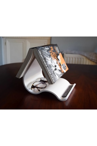 3d Baskı Kavisli Kitap Ve Kindle Standı Okuma İstasyonu Dalgalı Kitap Tutucu Okuma Standı Beyaz