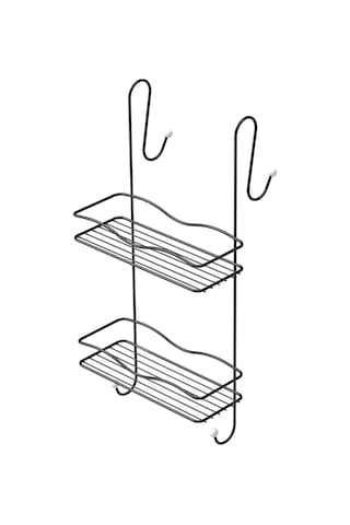Duşakabin Banyo Rafı Şampuanlık 2 Katlı Askılı Siyah Geniş Siyah
