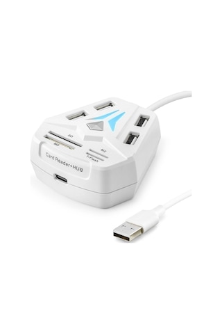 Usb Hub Kart Okuyucu 8 Port Beyaz A068w Evimdeyokyok