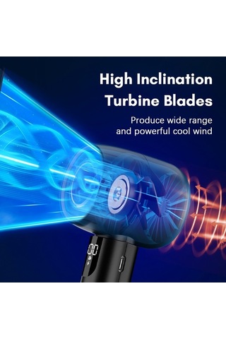 Didadodo Taşınabilir Şarjlı Mini Fan - 5 Hızlı, Sessiz, Yeni Led Ekranlı, Ev/ofis/seyahat İçin Siyah Siyah