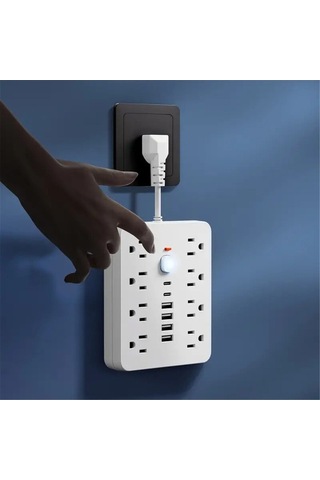 Besthome1 14'ü 1 Arada Usb-c Hızlı Şarjlı 8 Prizli Beyaz Uzatma Kablosu 2m