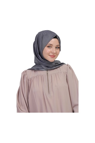 Çift Taraflı Düz Jakar Şal Parlak & Mat Dokulu, Özel Gün Şalı, Düz Renk Füme