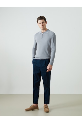 Lcwaıkıkı Classic Lacivert Standart Kalıp Gabardin Erkek Pileli Chino Pantolon