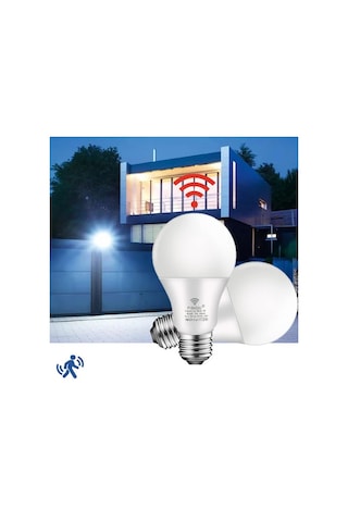 4 Adet 18 Watt Radar Sensörlü E27 Duy Led Ampul Gece Ve Hareket Sensörlü Beyaz Işık 18 W. Led Ampul