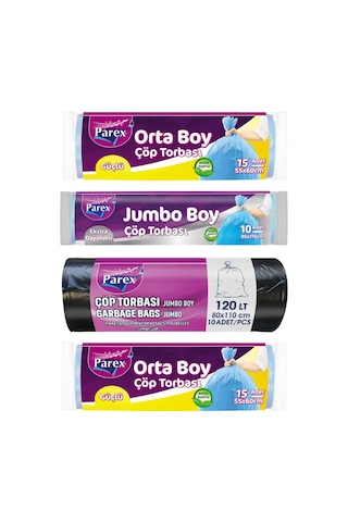 Çöp Torbası Jumbo Boy Ve Orta Boy Dörtlü Paket