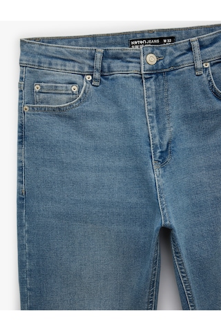 Koton Normal Bel Cepli Pamuklu Slim Fit Jean Pantolon - Brad Jean Açık İndigo 7wam40140nd