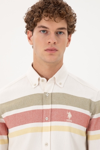 U.s. Polo Assn. Erkek Krem Gömlek Desenli 50291406-vr071 Krem