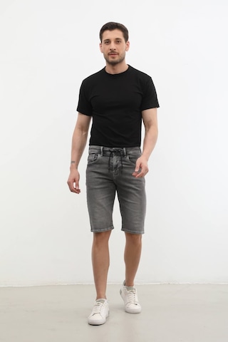Banny Jeans Erkek Likralı Bağcıklı Jean Şort GRİ