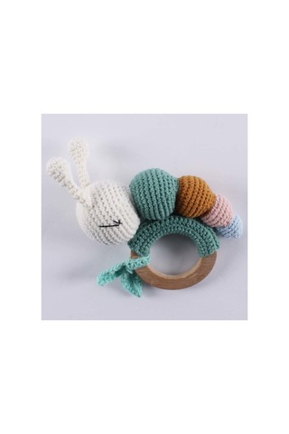 Amigurumi Renkli Tırtıllı Çıngıraklı Diş Kaşıyıcı Çok Renkli