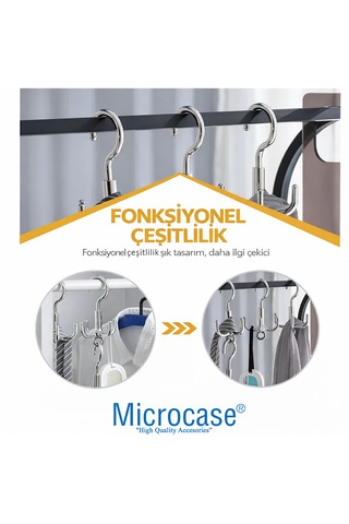 Microcase Çok Amaçlı Döner Başlıklı Metal Elbise Kravat Eşarp Askılığı 2 Adet Al5448 Gümüş