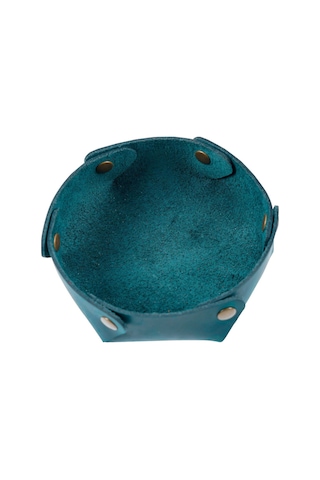 Dianziye Nordik Tarz Tam Deri Anahtar Makyaj Mücevher Giriş Dolap Çöpü Mutfak Masaüstü Saklama Kutusu Crazy Horse Mavi