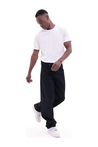Freemen Erkek Baggy Bol Kesim Kot Pantolon Siyah