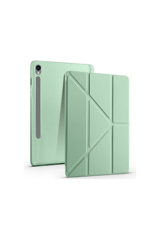 Goocamp Galaxy Tab S9 Fe Kılıf Uyumlu Tri Folding Kalem Bölmeli Standlı Kılıf-açık Tablet Kılıfı