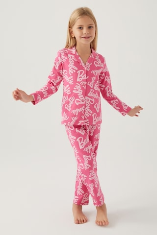 Barbie Kız Çocuk Pembe Gömlek Pijama Takımı 5274-42567 Açık Fuşya