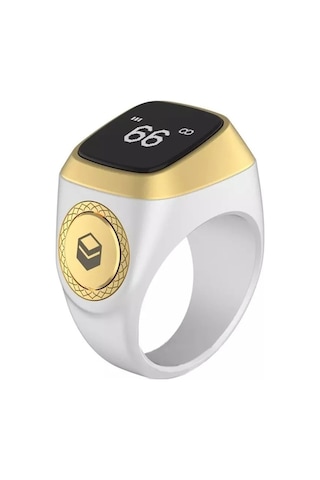 Ezan Okuyan Dijital Yüzük Tesbih Zikirmatik - Beyaz Bi