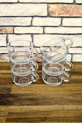 Saplı Çay Bardağı- Nescafe Bardağı-kahve Bardağı-6 Adet - 270 Cc