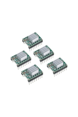 Dianziye 5 Adet A4988 Adım Motor Sürücü Modülü 3d Yazıcı Parçası Isı Emici İle Yeşil