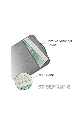 Steep Solid Magic Yeşil Şarjlı Bluetooth Klavye Mouse Set Optik