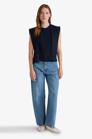 Defacto Slim Fit Dar Kesim Bisiklet Yaka Bağlama Detaylı Kolsuz Bluz G1736ax25wnnv31 Lacivert