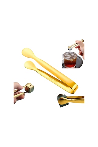 Perlotus 304 Çelik Mini Gold 11 Cm Buz Ve Şeker Maşası