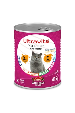 Ultravita Premium Yüksek Proteinli Karışık Etli Konserve Kedi Maması 24 x 415 G