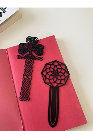 Desenli Kitap Ayracı 3 Lü Set Kelt, Kalp, Geometrik-siyah-beyaz, Hediye
