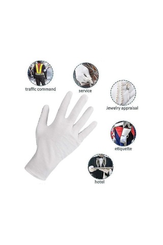 12 Çift Beyaz Eldiven Pamuklu Yumuşak Pamuklu Eldiven Nefes Alabilir