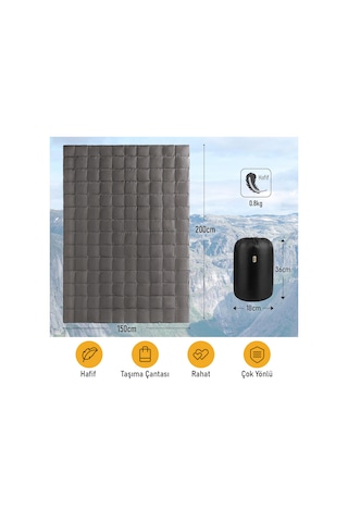 Haegs Kamp Battaniyesi - Dış Mekan Hafif Kompakt Seyahat Yorganı Kamp Yürüyüş Outdoor Şal, Battaniye 200-150 Cm Gri