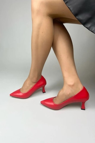 Preshley Kadın Sity Kırmızı Cilt 6 Cm İnce Topuklu Stiletto