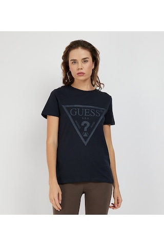Guess Adele Regular Fit Önde Logolu Kadın T-shirt V2yı07k8hm0 Lacivert