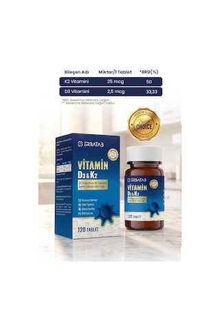 Erbatab D3 Vitamini Ve K2 Vitamini İçeren Takviye Edici Gıda