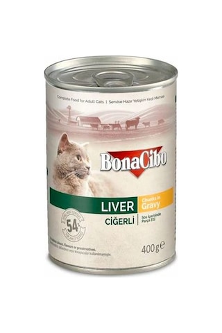 BonaCibo Soslu Ciğerli Konserve Yetişkin Kedi Maması 6 x 400 G