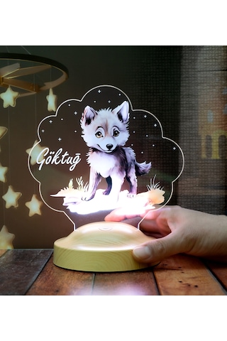 Sevimli Kurt Çocuk Odası Gece Lambası, Kurt Köpeği Bebek Doğum Günü Hediyesi, İsimli Çocuk Hediyesi