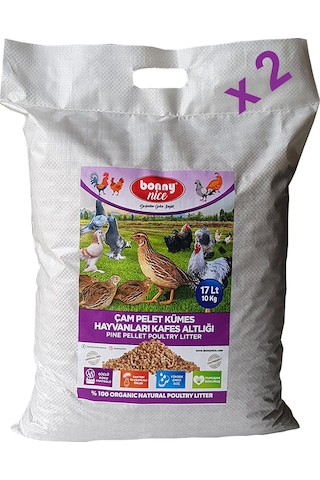 Bonny Nice Organik Kümes Hayvanları Kafes Altlığı 10KG 17 L x 2