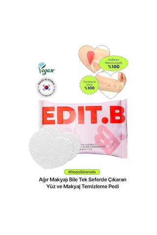 Edıtb Ağır Makyajı Bile Tek Seferde Çıkaran Yüz ve Makyaj Temizleme Pedi EDIT.B Joyfull Heart Pad 30'lu