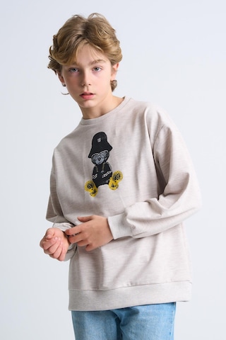 Alexandergardi Alexandergardı Baskılı Bisiklet Yaka Çocuk Sweatshirt Bej