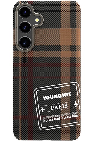 Galaxy S24 Plus Uyumlu Kılıf Ekose Desenli Youngkit Gezhi Serisi Kapak Kırmızı