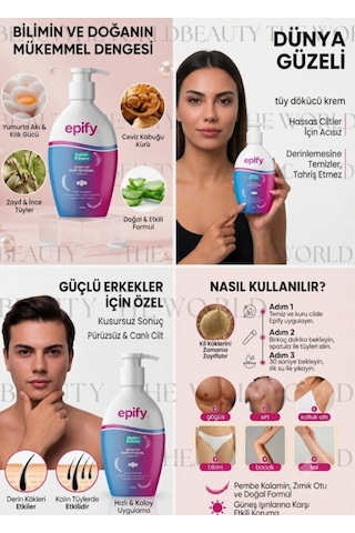 Epify Hassas Bölgeler İçin Doğal Bakım Tüy Dökücü Krem 250 ML