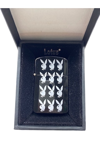 Lotus Playboy Benzinli Metal Çakmak Siyah