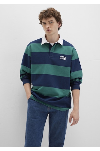 Mavi - Mavi Logo Çizgili Lacivert Sweatshirt 0s10371-70497 Lacivert