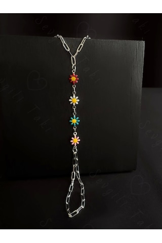 Papatyalı Paperclip Zincir Çelik Şahmeran Yaz Serisi Gümüş