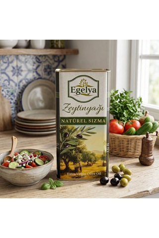 Egelya Natürel Sızma Zeytinyağı 5 L Teneke Soğuk Sıkım, %0,5 Asit, Butik Üretim