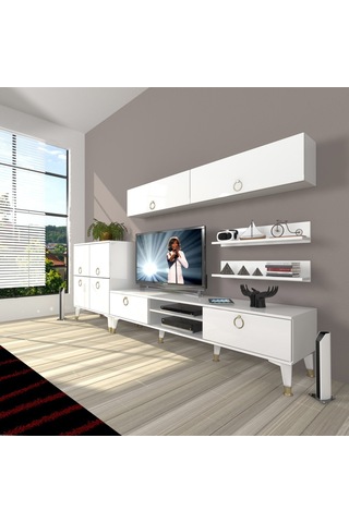 Decoraktiv Eko 6y Mdf Dvd Gold Tv Ünitesi Tv Sehpası Beyaz