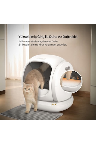 Ubpet C20 Otomatik Kedi Tuvaleti İçin Aparat / Buffle, Kum Sıçratma Önleyici Aparat / Buffle, Beyaz